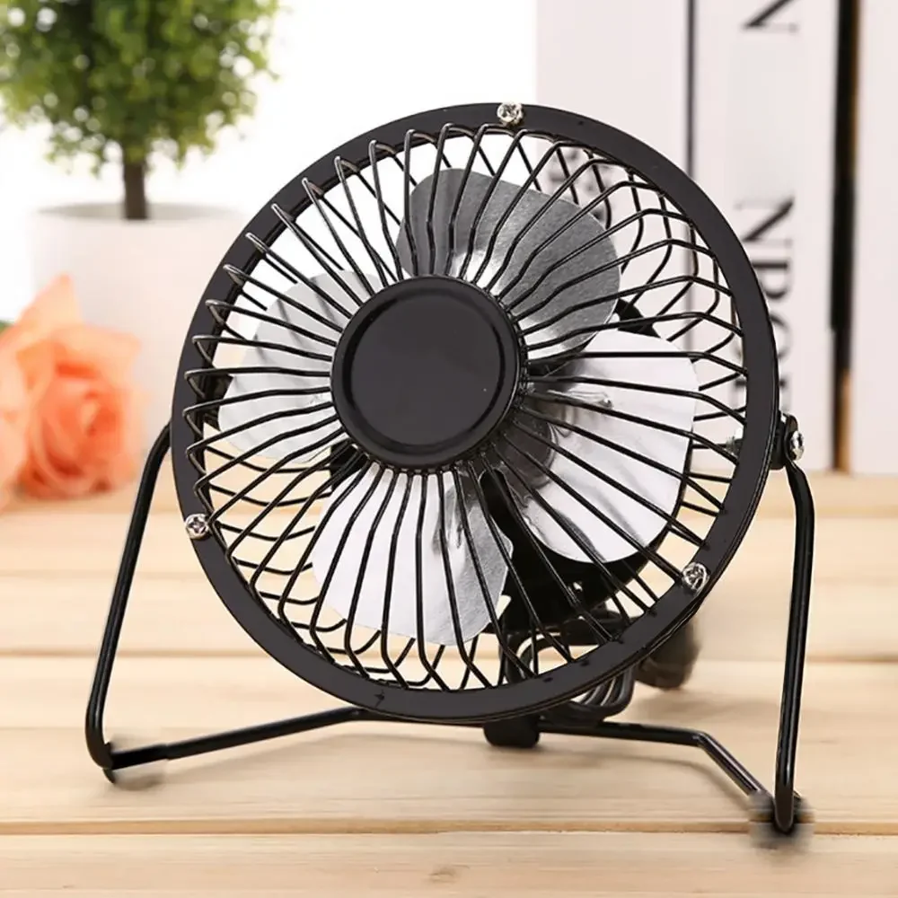 USB Fan 4 inch Portable USB Charged Metal Mute Table Cooling Fan Home Office Air Cooler
