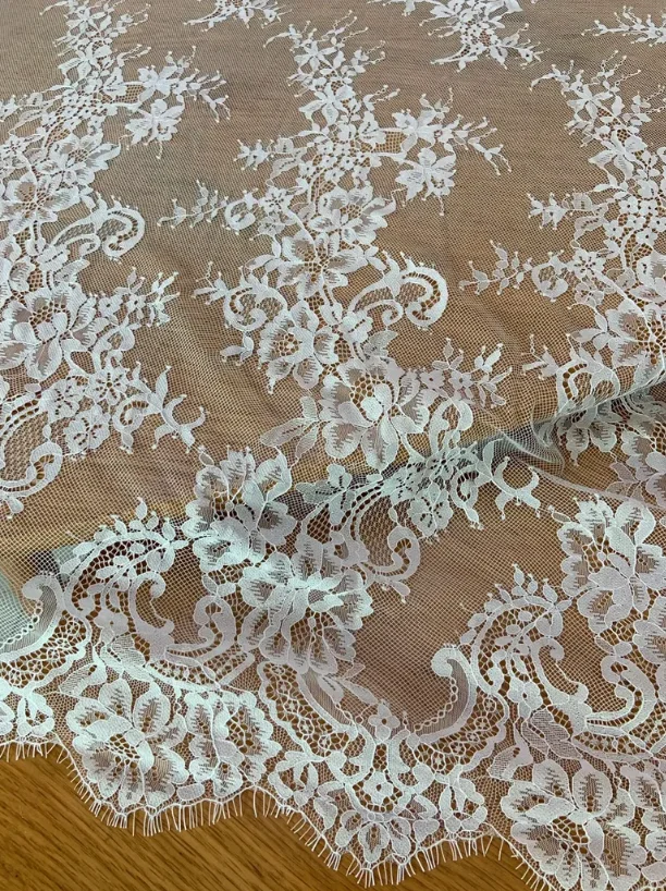 

3-метровая мягкая белая кружевная ткань шантильи от двора для свадебного платья, нижнего белья, свадебного халата