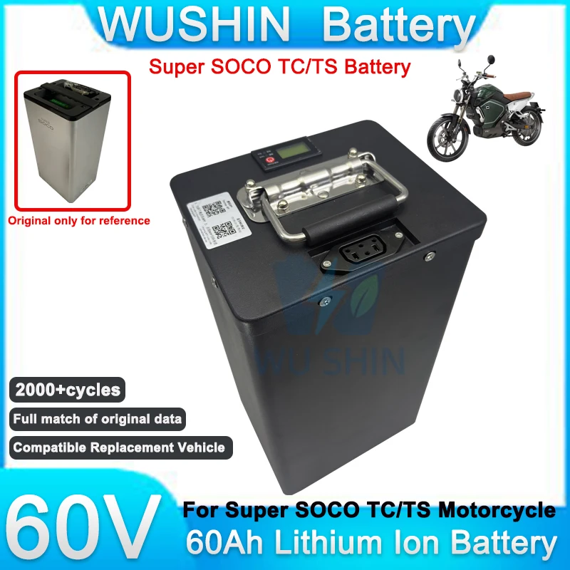 For Super SOCO TC TS Motorcycle 21700 60V 60Ah Lithium Ion Battery Pack Full Match Of Original Data With Smart BMS With Charger