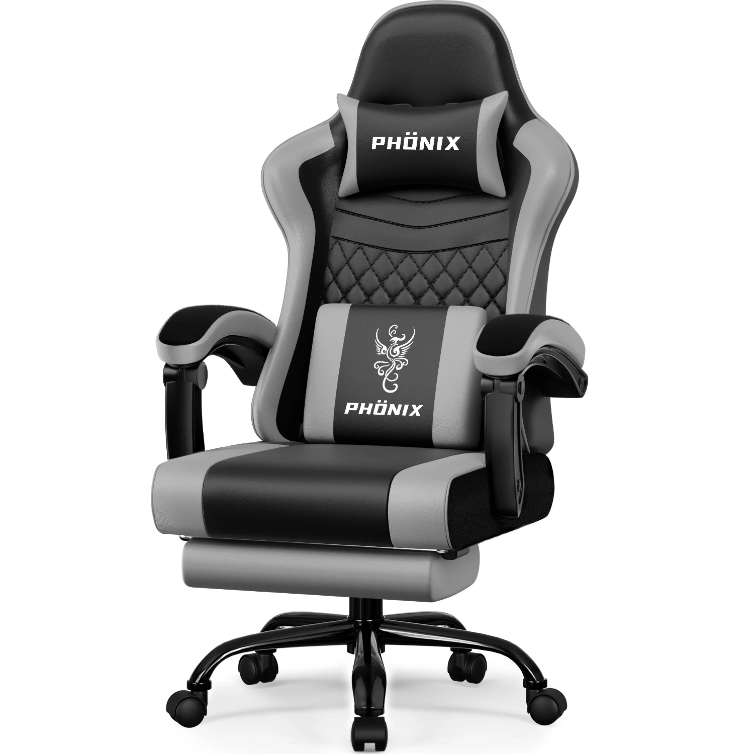 Chaise de jeu Hiazurm, chaise de jeu ergonomique, chaise de bureau, chaise de jeu réglable avec coussin lombaire réglable, accoudoirs et appui-tête, chaise de gamer, coussin de siège confortable, chaise de jeu rembourrée, capacité jusqu'à 150 kg