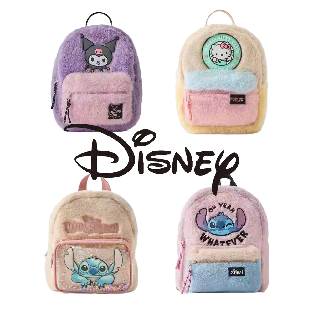 Disney Stitch Autumn New Plush Bag, Hello Kitty Cute Backpack, Shang Color-Block Bag, Children's School Gift Backpack