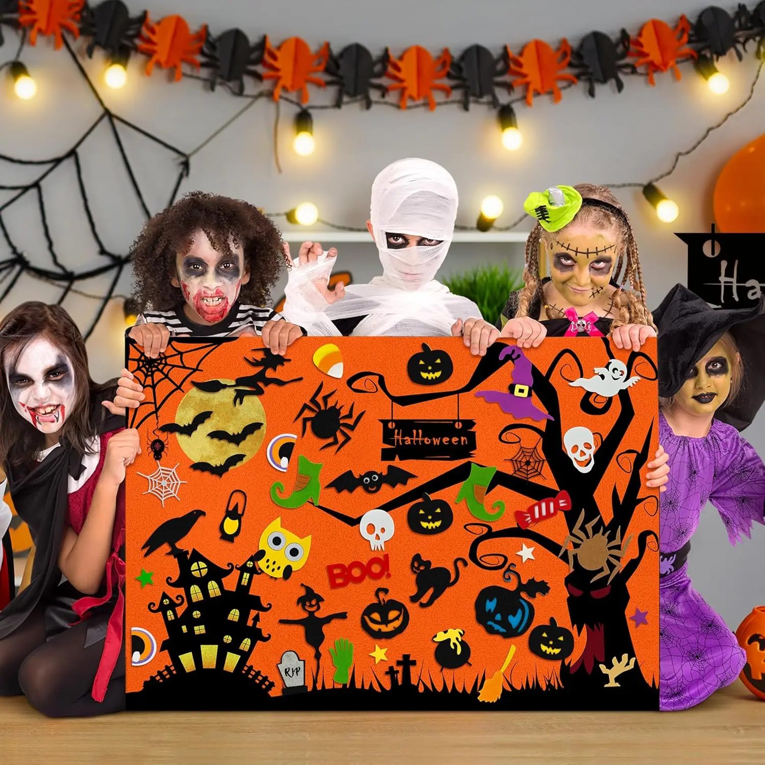 Halloween feltro storyboard artesanato kit brinquedo para crianças festa de halloween fotografia pano de fundo decoração natal criativo casa ornamento