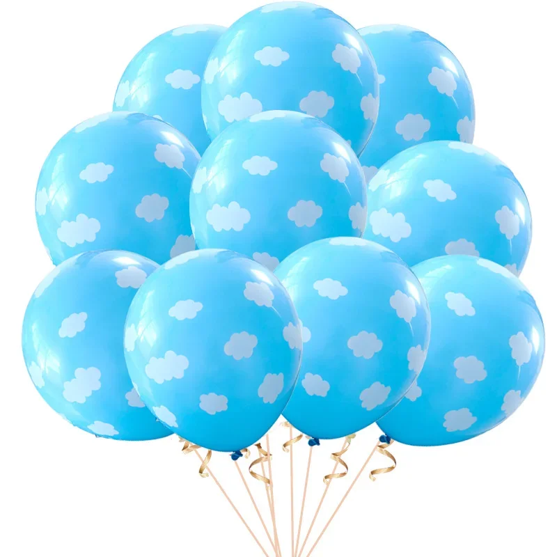 Ballon en Latex nuage bleu blanc 12 pouces, 10 pièces, décoration de fête d'anniversaire et de mariage, décor de fête à thème, fournitures de réception-cadeau pour bébé, ballons à Air