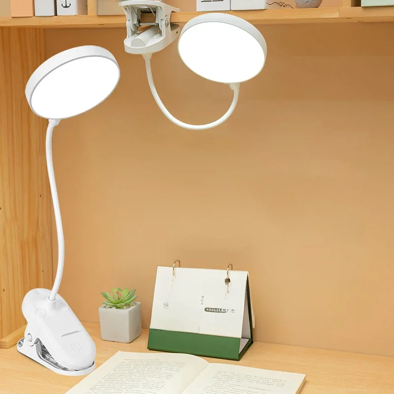 Lampe de Table Led Rechargeable par USB, veilleuse avec pince pliante, support d'étude, lampe de lecture tactile, 3 Modes de gradation, lumière de Protection des yeux