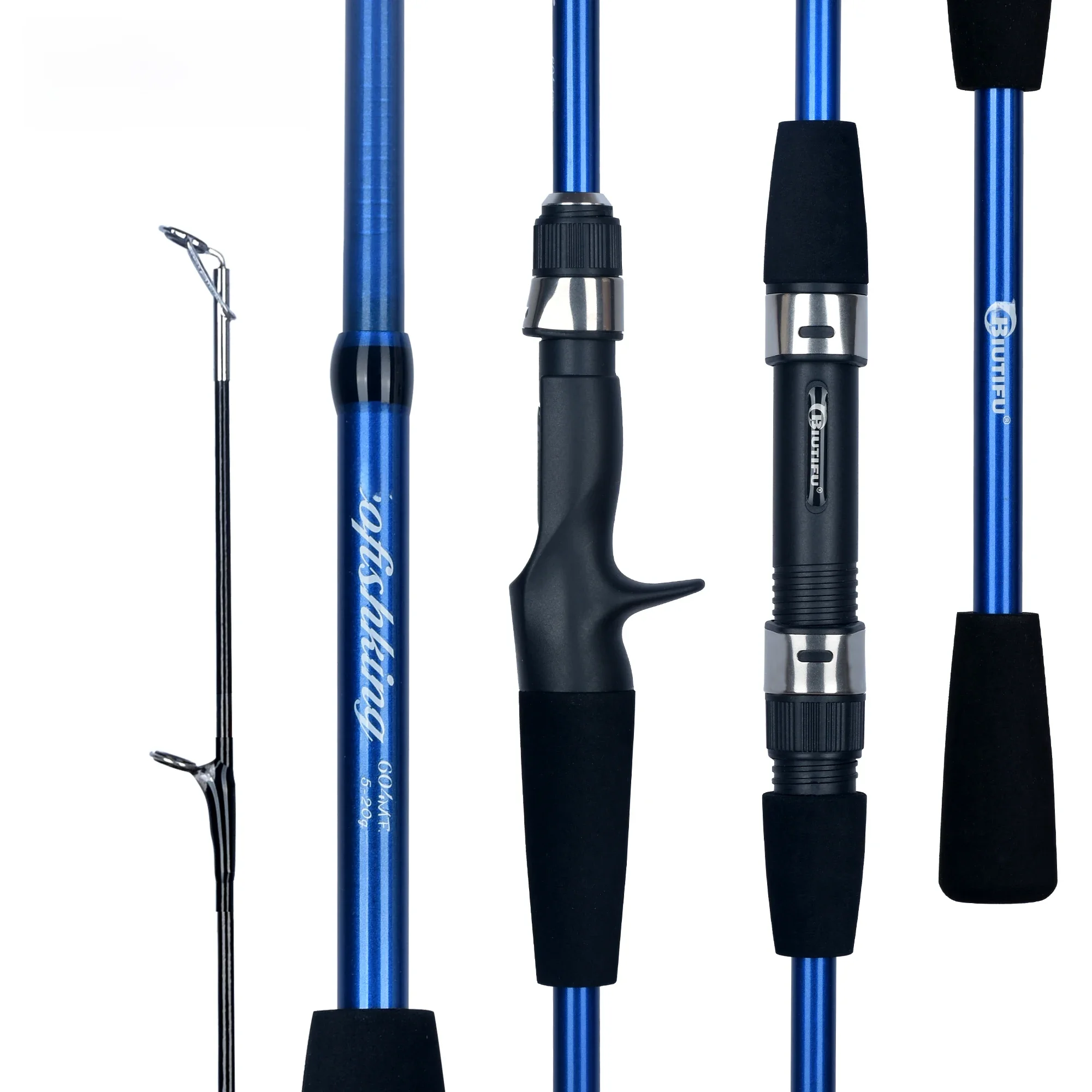BIUTIFU Baitcasting Spinning Mini wędka 4/5 sekcja 1,8/2,1 m Travel Carbon Casting Waga 5-20g Szybka ultralekka wędka do przynęt — zdjęcie 2