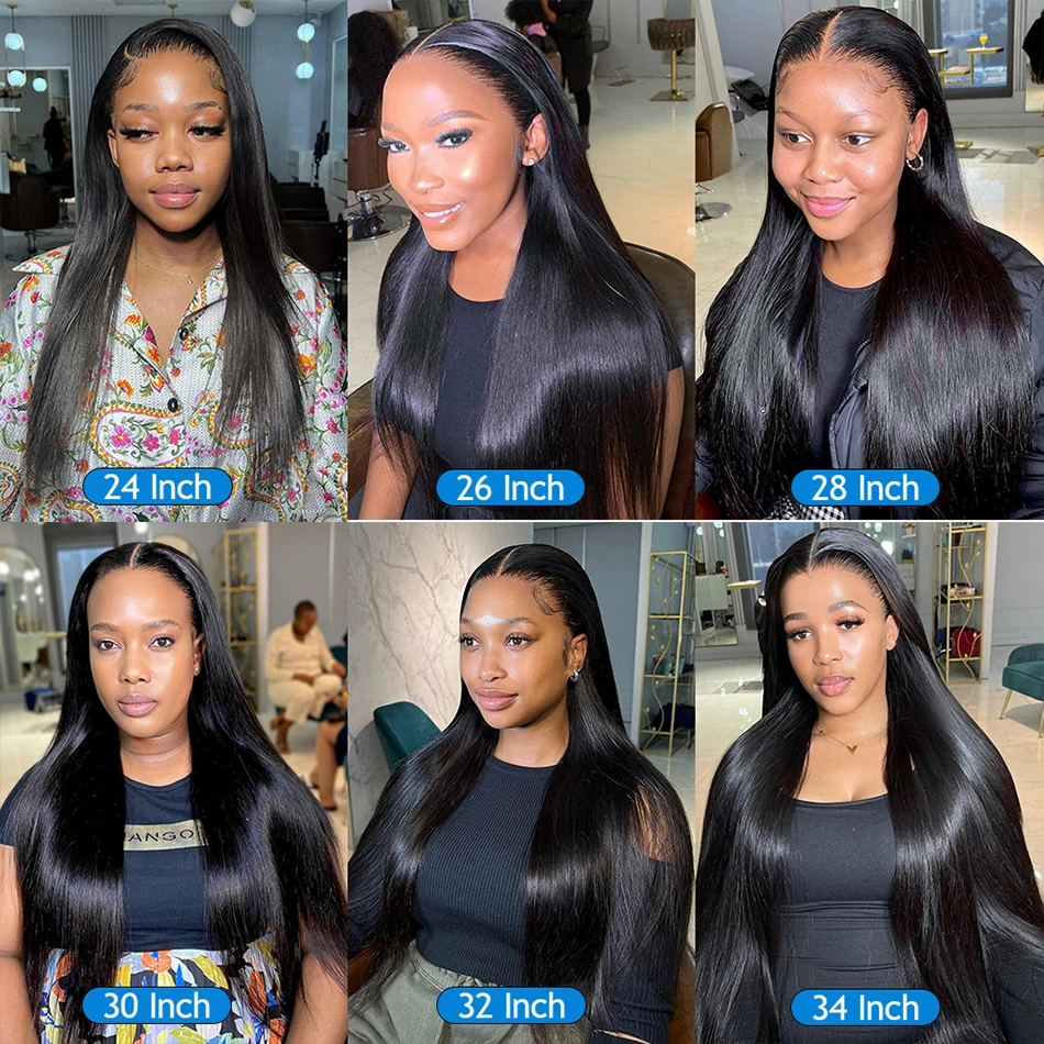 Bone Straight 5x5 HD Transparent Lace Frontal Wigs 5x5 Glueless 36 Inch Lace Front Straight Human Hair Brazilian Closure Wear Go