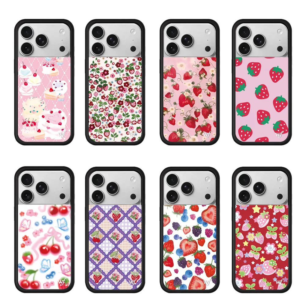 جديد Wildflower INS 3D WF لطيف الفراولة الكرز جراب هاتف ل 17 12 13 14 برو ماكس 16 زائد 15 برو 17 برو الكرتون الغطاء الواقي