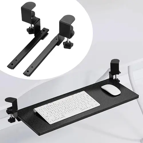 Imagen 2 del producto Bandeja para teclado debajo del escritorio, muebles deslizantes, montaje lateral para escritorio, bandeja para teclado de oficina, extensión completa deslizante, 2 piezas
