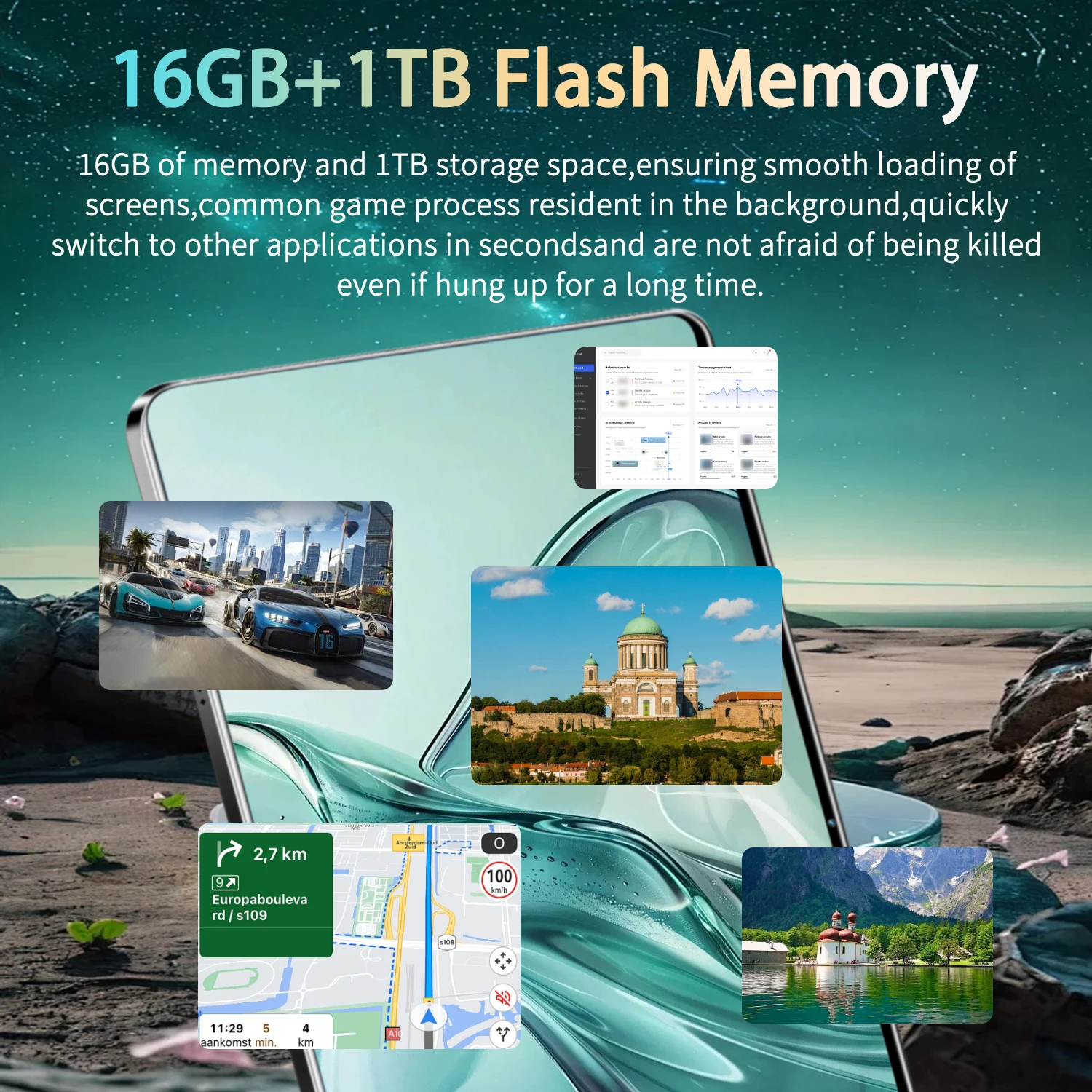 All-Round 10.36 Inch Android 13 Tablet, 14 Core Processor, 16Gb Ram 1Tb Rom, 20000Mah Battery, 5g Dual Sim Wifi, 16Mp+32Mp Cameras for Gaming, Video Streaming, and Daily Office Work
