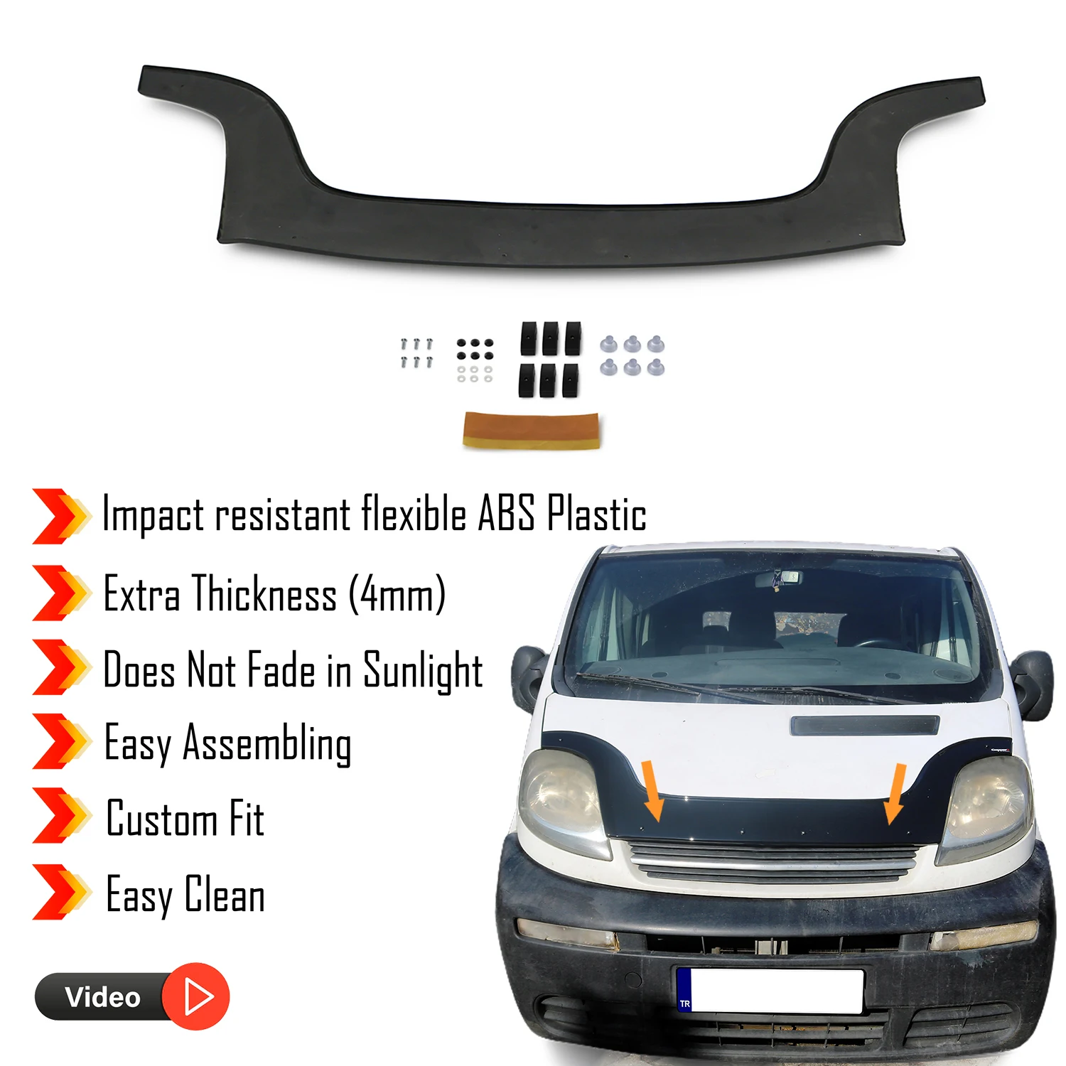 Hood Deflector Guard for Opel Vivaro (2001-2013) Bug Shield Bonnet Protector / 4 mm thickness and ultra-durable material