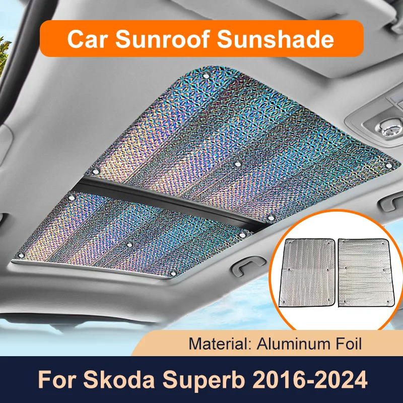 

2 Pcs Car Sunroof Sunshade Roof Sunscreen Heat Insulation Windscreen Accessories for Skoda Superb B8 3V MK3 2023 2022 2016-2024