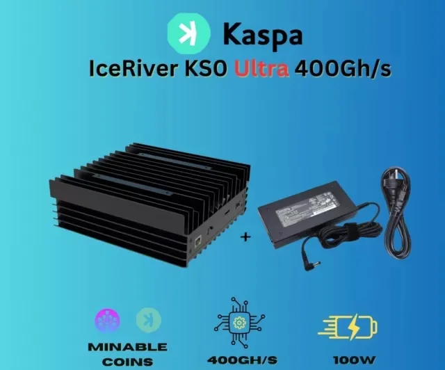 Buy 2 Get 1 Free IceRiver KS0 Ultra 400G 100W Kaspa KAS Asic Miner with PSU