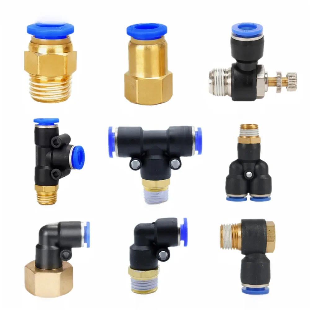 Raccord de connecteur d'air pneumatique PC/PCF/PL/PLF, filetage 4mm 6mm 8mm 1/8 "1/4 3/8 1/2, raccords de tuyaux droits, connecteurs rapides