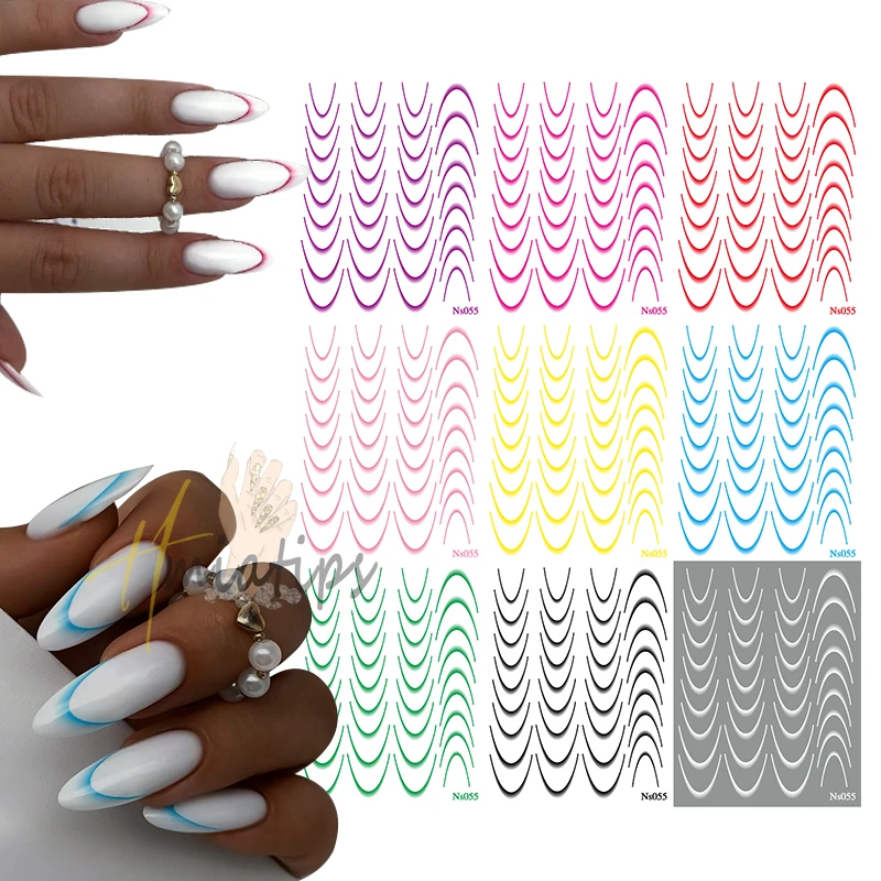 1pcs Gradient French Style Line Manicure Nail Art Stickers Self-Adhesive Decals Design Nail Tips Guides for DIY Decoration Stenc