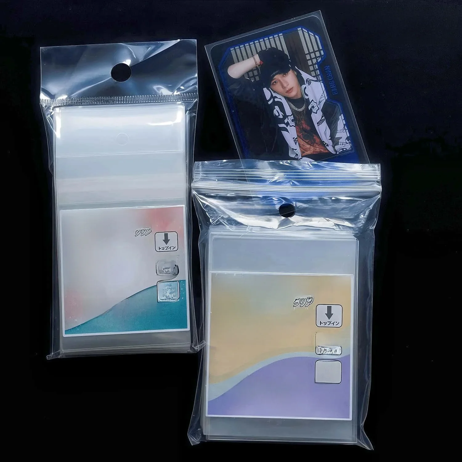 50 - 200 SZTUK CPP KPOP Card Sleeves Clear Thick Sealable Photocard Protector Film Value Trading Cards Sleeve 58x89/66x91 Acid-Free — zdjęcie produktu 7