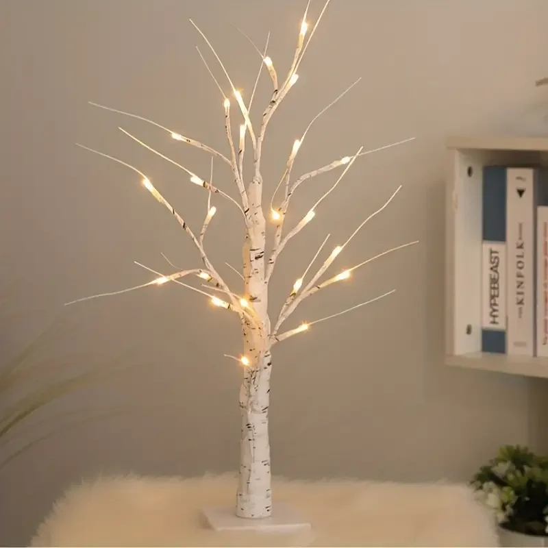 1pc Lighted Birch Tree For Home Decor Warm White LED Tree USB Powered Battery Operated Tabletop Mini Artificial Tree