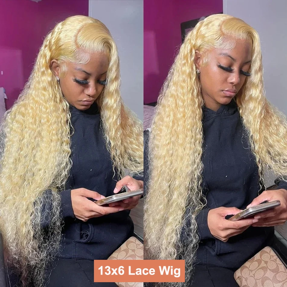 13x6 Transparent 613 Lace Frontal Wig Honey Blonde Color Brazilian Body Wave Lace Front Human Hair Wigs for Women 100% 40i nch