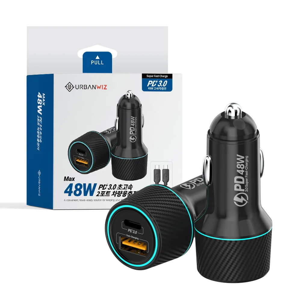 Avery Wiz 48W 2 Port Car Charger with CtoC Cable