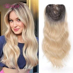 Synthetic 22 inches Topper Wigs Wavy Hairpin Clip On Top Of Woman's Head Hair Extension Piece Naturally Curly Brown black Golden