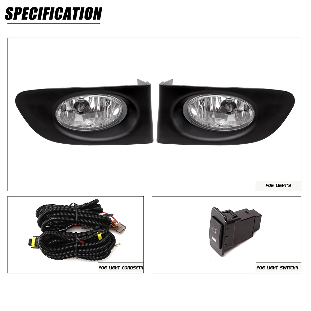 Front Bumper Fog Lamp Upgrade Kit FOR HONDA FIT JAZZ GD1 GD3 2003 2004 2005 2006 2007 Version Additional Foglight Set Switch