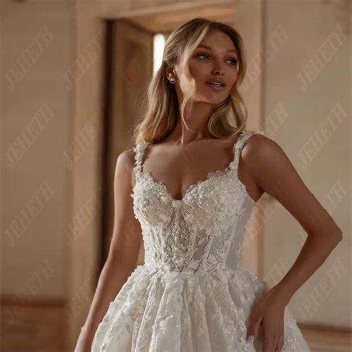 Imagen 2 del producto Calcomanías de encaje jeheth sexy tirantes de pasta en forma de a vestidos de novia vestidos de novia vestidos de novia a la vista personalizados 2025