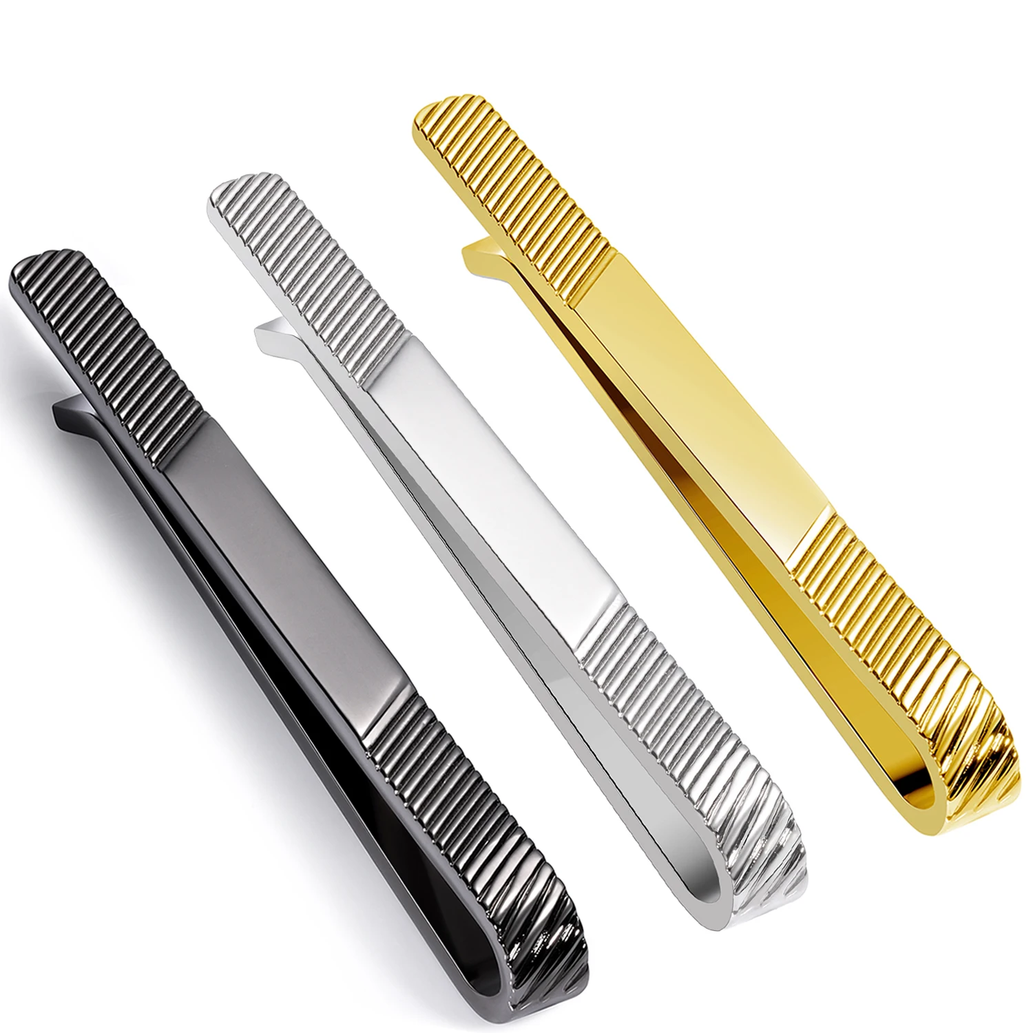 TAIGRAMA 2.5 inch Tie Clip for men ,3 pcs sets Classic Metal Tone Simple Bar for men gift