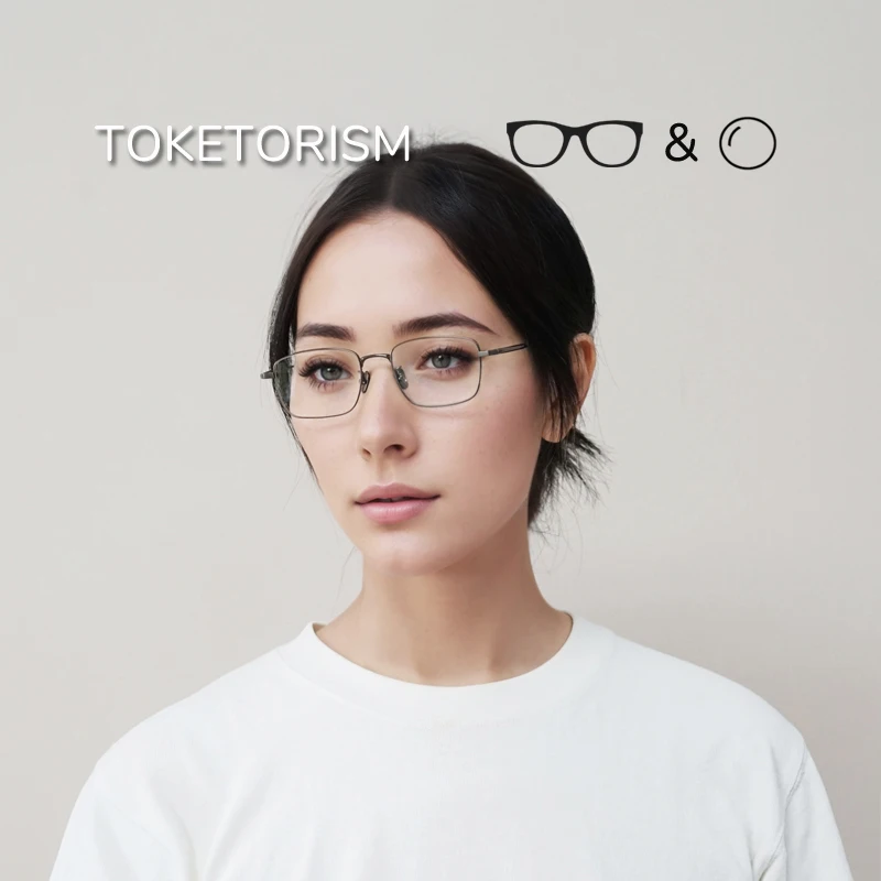 Toketorism Custom Myopia Glasses Women Optical Lenses With Recipe Titanium Eyeglass Frame For Men