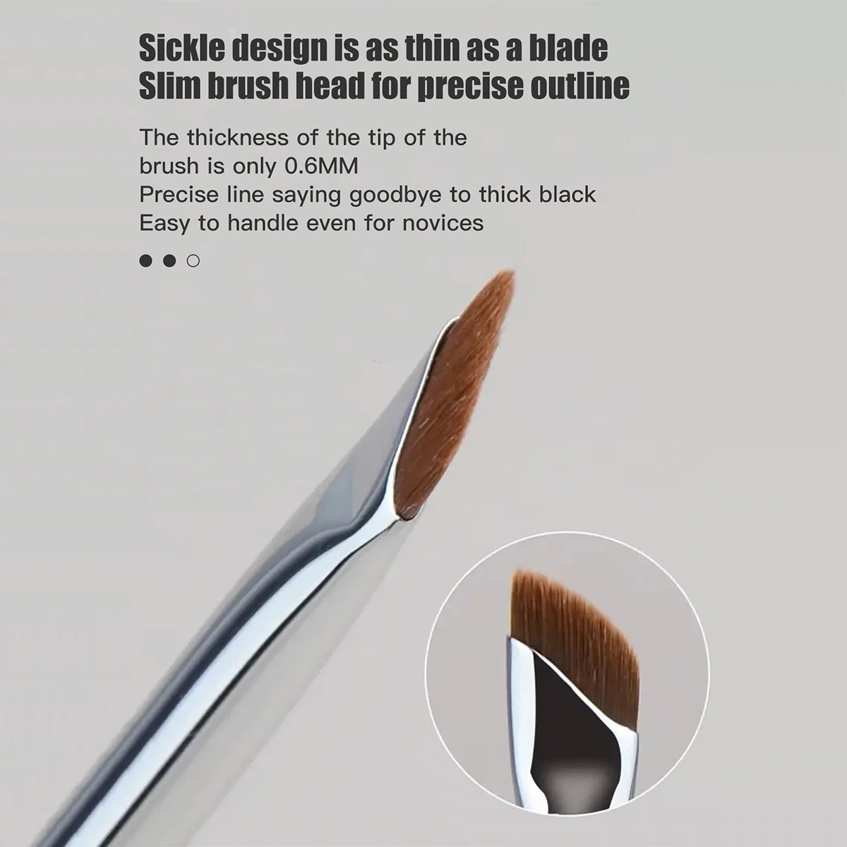 Sickle Wing Eyeliner Brush: Angled Flat Head for Precise Application on Upper and Lower Lash Lines; Includes Brow Brush with Ult