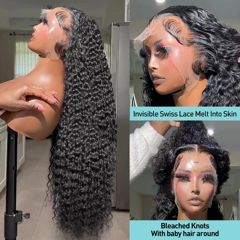 250% Loose Deep Wave 13x4 Transparent Lace Front Human Hair 30 38 Inches Curly Brazilian Remy 13x6 Lace Frontal Wig