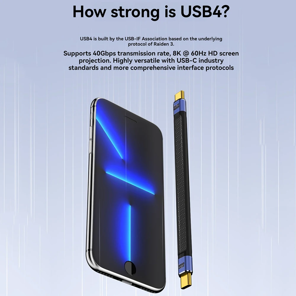 Short USB C Cable 40Gbps PD 240W 8K 60Hz Compatible Thunderbolt 3/4 USB C to Type C Cable for iphone 15 pro max SSD Power Bank