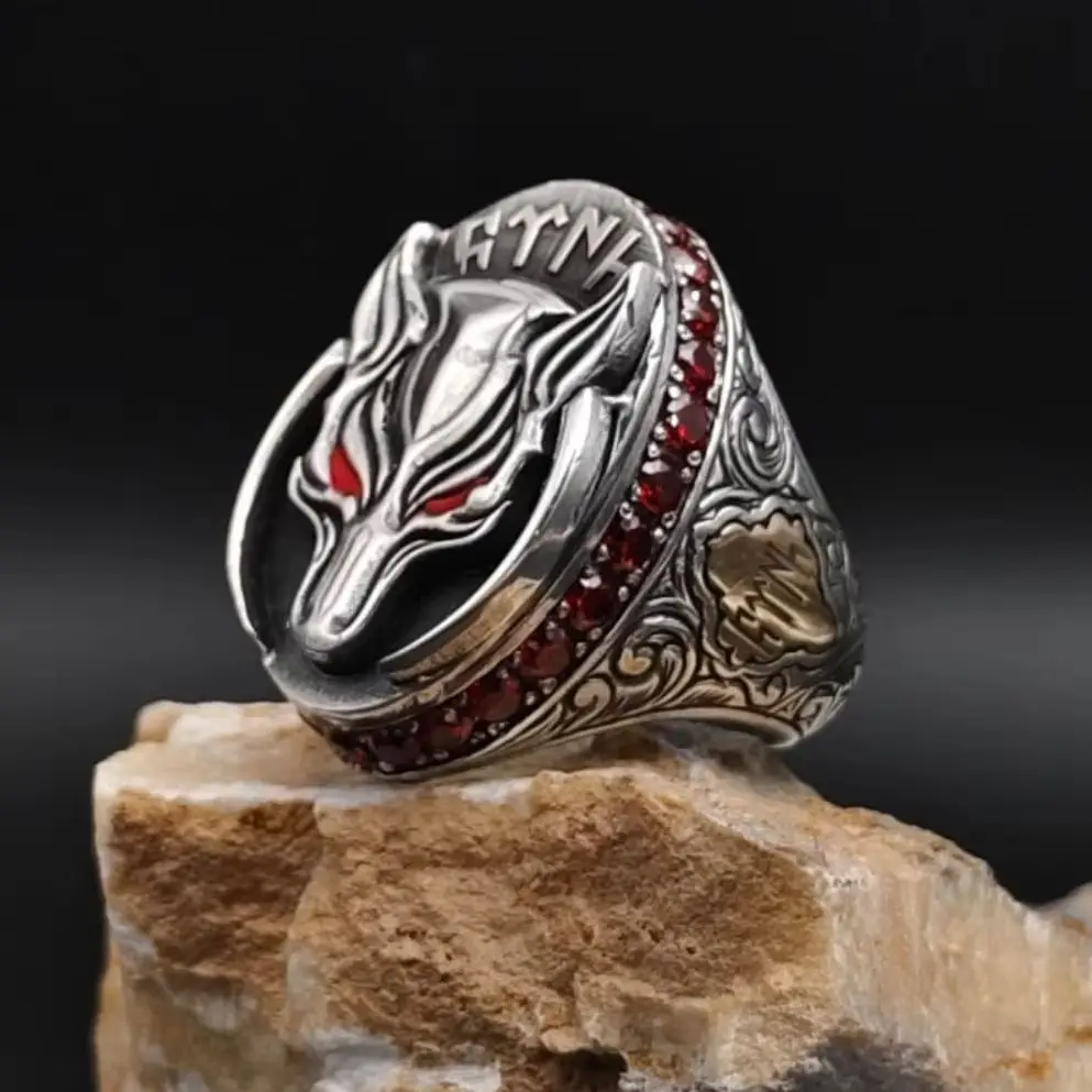 

Wolf Relief Design Silver Ring from Turkey - Men's Jewelry Gift - Handmade Personalized 925K Jewelry