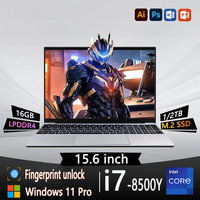 Ultra-thin laptop 15.6-inch Intel Core i7 8500Y laptop 16GB RAM 1/2TB SSD Windows 11   fingerprint unlock laptop
