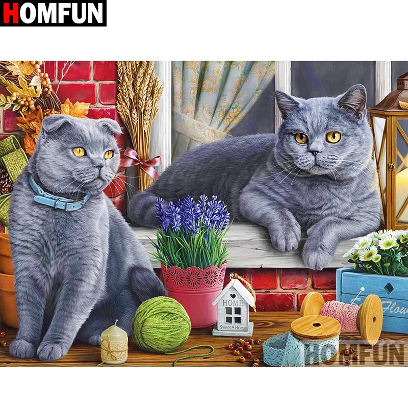 

HOMFUN Diy полная квадратная круглая дрель 5D алмазная живопись вышивка крестиком Алмазная вышивка "Животное кошка" домашний декор подарок