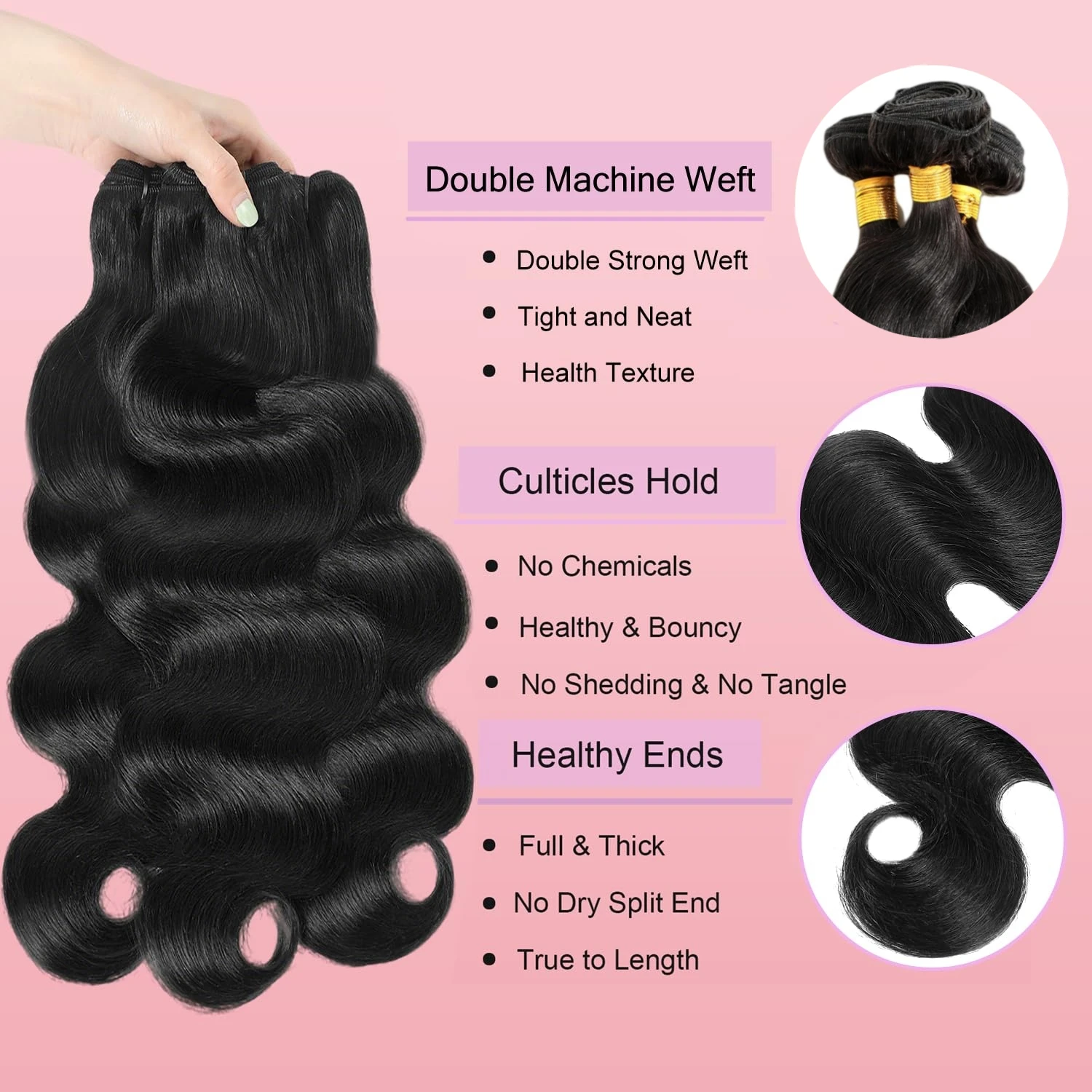 브라질 버진 번들 바디 웨이브 인간 모발 1 3 번들 인간 모발 연장 진짜 인간 모발 번들 자연 색상 번들