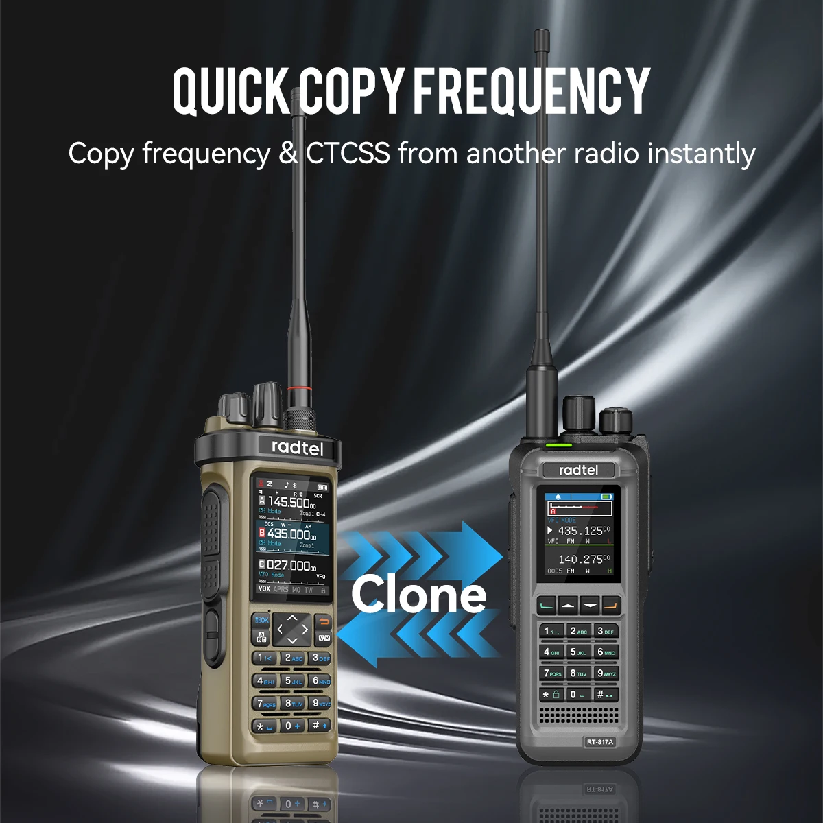 Radtel RT-950 Pro Brown + Programming Cable GPS APRS Walkie Talkie  AM/FM/CB Receiver with 10W Bluetooth Programming Ham Radio