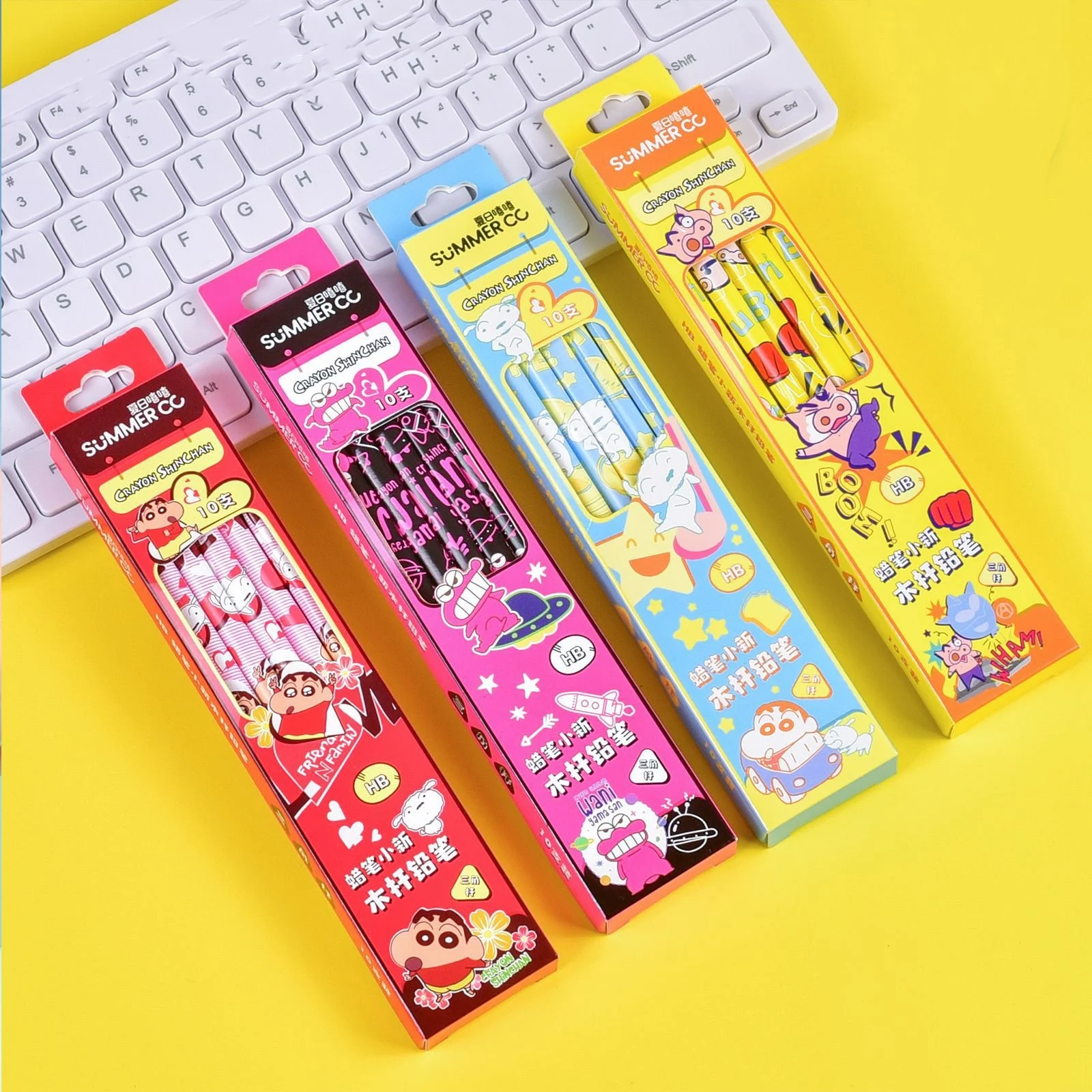 Cute Crayon Shin-chan cartoon pencil, A box of 10Pcs， students writing office supplies birthday gift