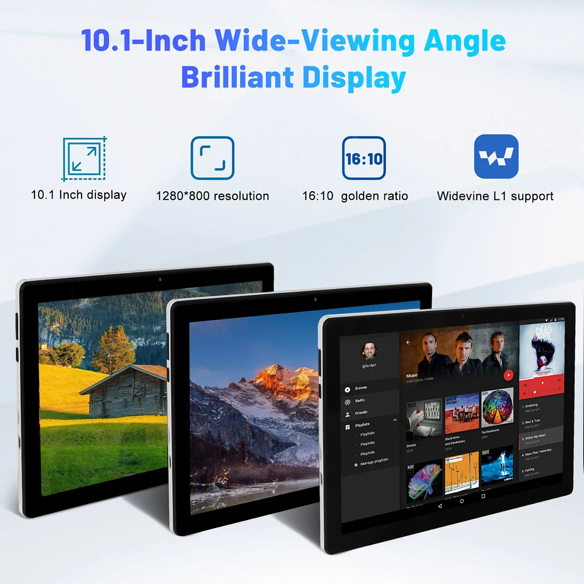 A10 Tablet Android 14 10 Inch Tablets 10GB RAM 64GB ROM 1TB Expand Widevine L1 5000MAH Battery Dual Camera WiFi6 Face Unlock