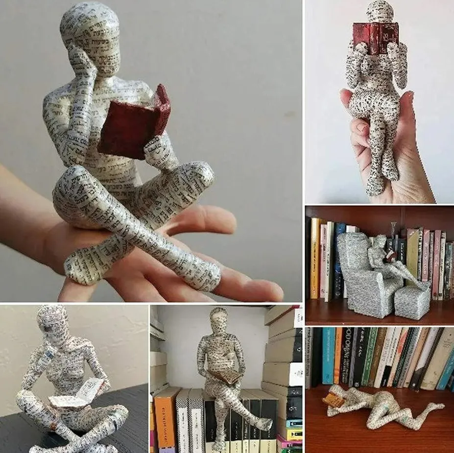 Lesen Frau Harz Statue Desktop-Dekoration Ornament Home Wohnzimmer Schlafzimmer Büro Schreibtisch Dekor Kunst Skulptur Figuren