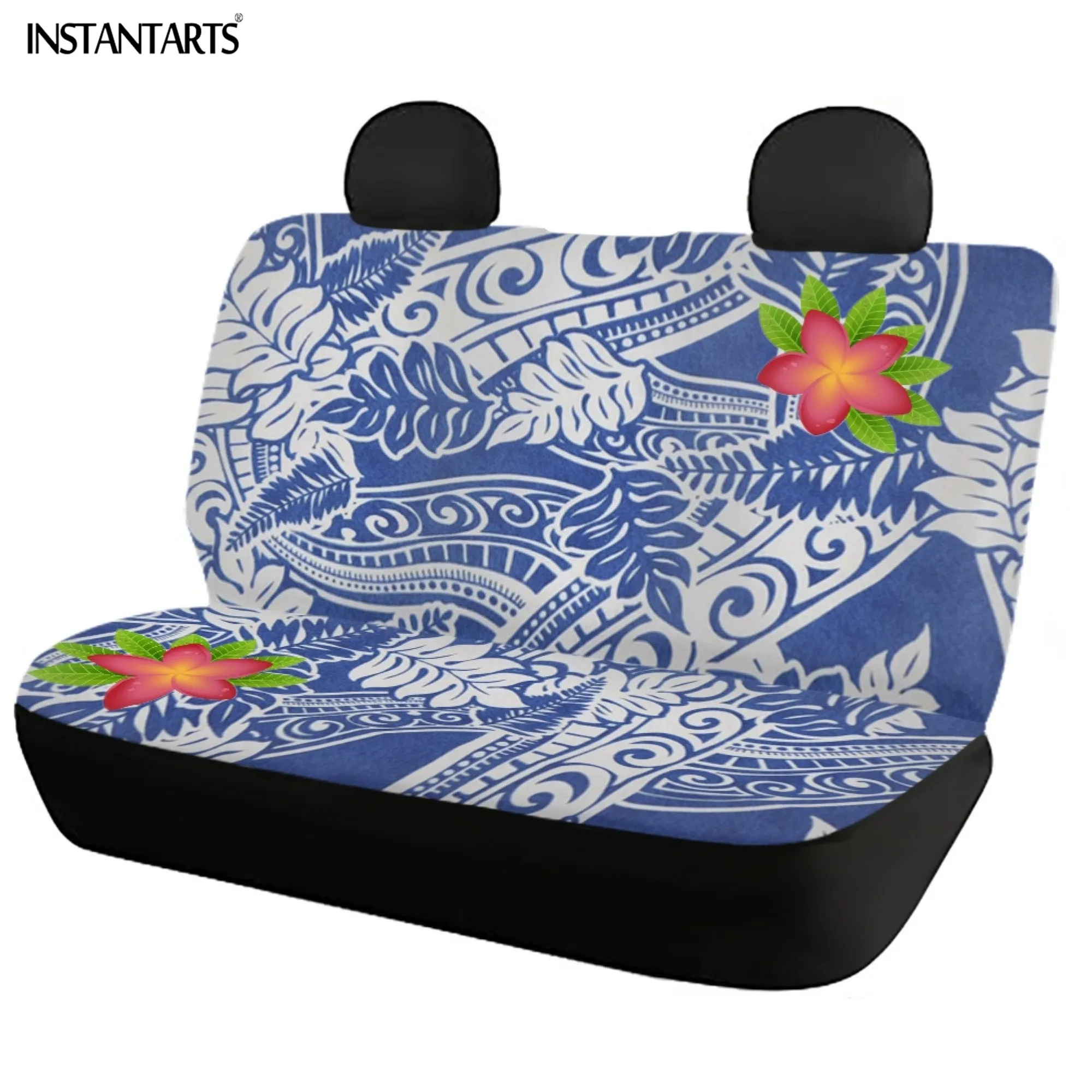 INSTANTARTS 4Pcs Auto Seat Cover Set Hawaii Flowers Prints Classical Popular Practical Wear-resistant Car Protective Accessories