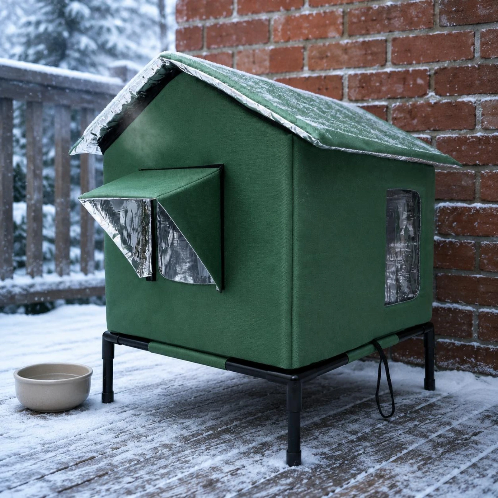 Insulated Outdoor Cat House Foldable Winter Cat Shelter Waterproof Weatherproof for Stray Feral Cats Garden Patio Easy Assembly