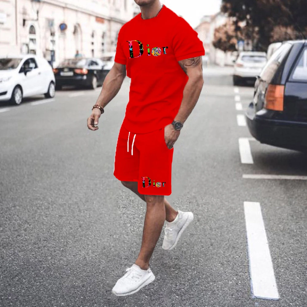 2024 estate vestito da uomo vendita calda di grandi dimensioni Casual moda abbigliamento sportivo stampa digitale 3D t-shirt manica corta da uomo pantaloncini vestito