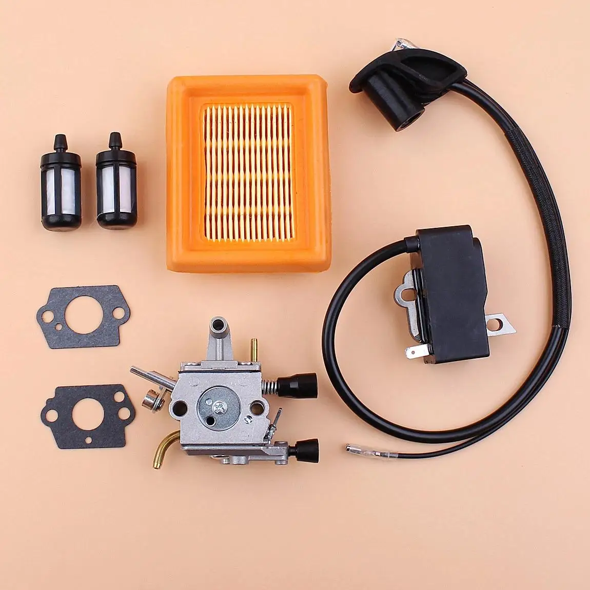 Kit de filtro de combustível de ar da bobina do carburador para Stihl FS120 FS200 FS250 FS300 FS350 R Trimmer Roçadora Weedeater 4134 120 0603