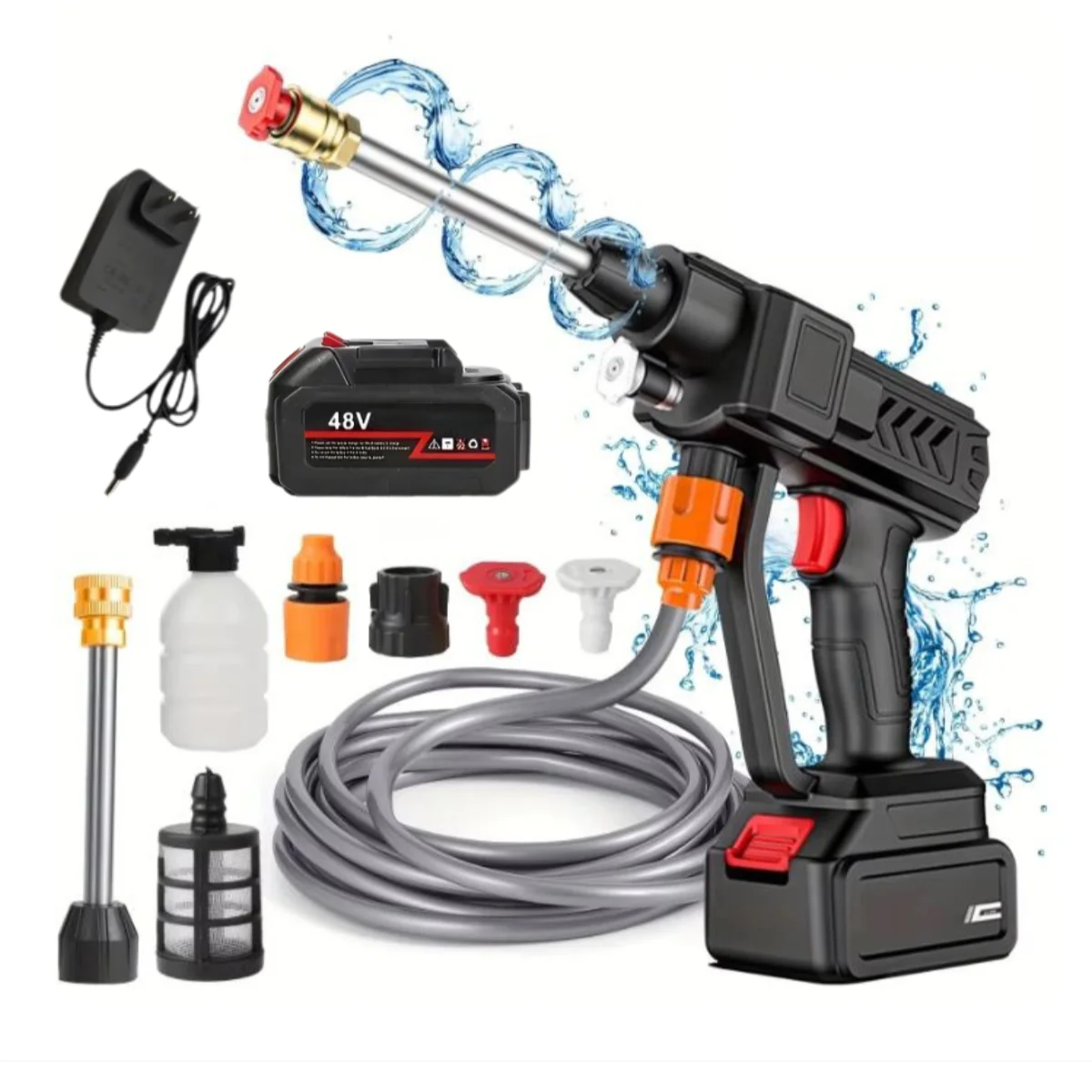 Pistola de Lavado a Presión - Hidrolavadora Multifuncional con Batería Recargable / Presión Ajustable