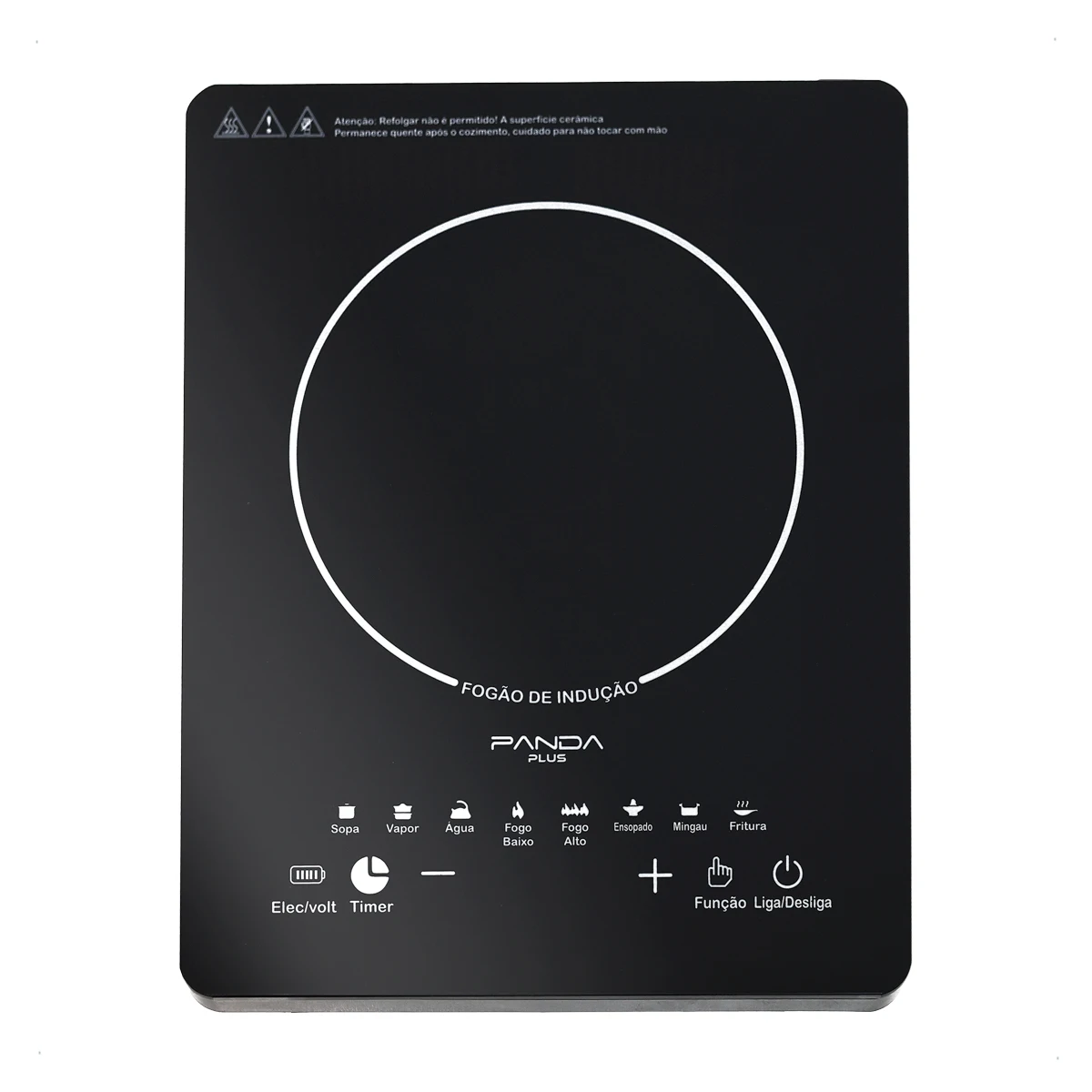 Cooktop de Indução PandaPlus Cheff Gourmet 1 Boca 2000W, Preto Bivolt, Portátil e Compacto, com Controle de Temperatura