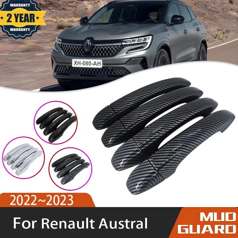 Car Door Handle Cover For Renault Austral 2022 2023 Auto Luxurious Black Carbon Fiber Door-Handle-Cover Exterior Car Accessories