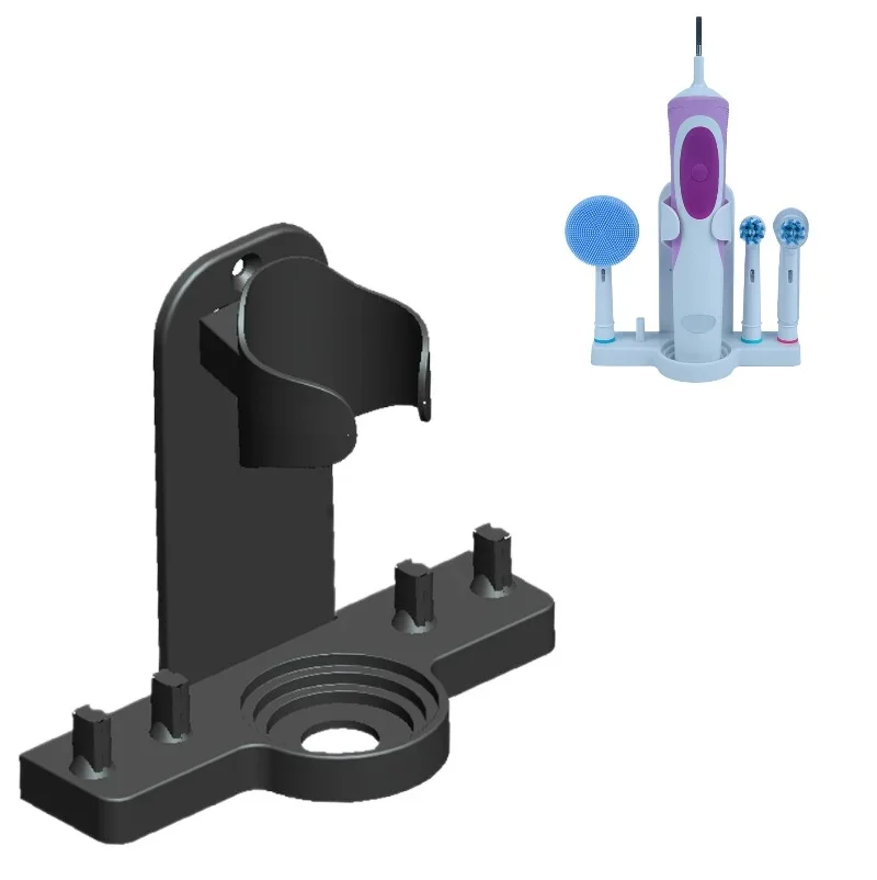 Porte-brosse à dents électrique noir, adhésif mural, têtes de brosse à dents, organisateur pour Oral B, salle de bains, rangement de cuisine