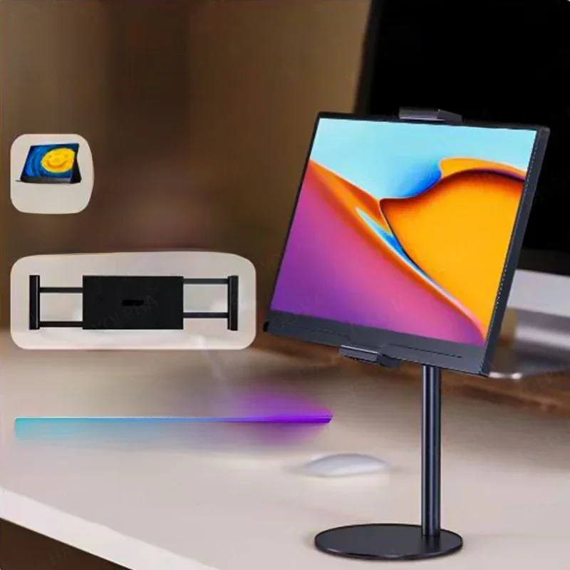 Stojak na tablet z regulacją wysokości do iPada, Kindle'a, rozkładany stojak na monitor do biurka, na tablety i smartfony, okrągła podstawa. — zdjęcie produktu 7