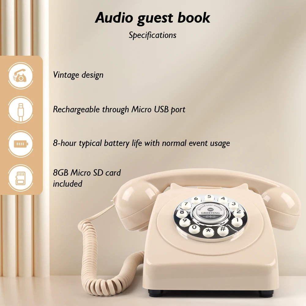 Audio Guestbook Wedding Phone Antique Wedding Guestbook Phone Message Recording Retro Phone Wedding Audio Message Phone
