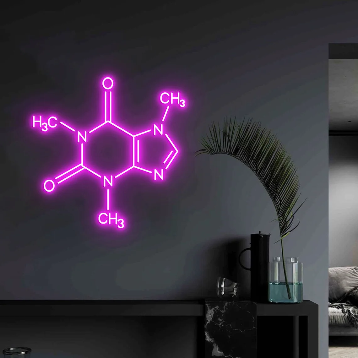 Caffeine Molecule Neon Sign Chemical Neon Sign Home Bedroom Decor Laboratory Wall Art Decor Personalized Sign Gift