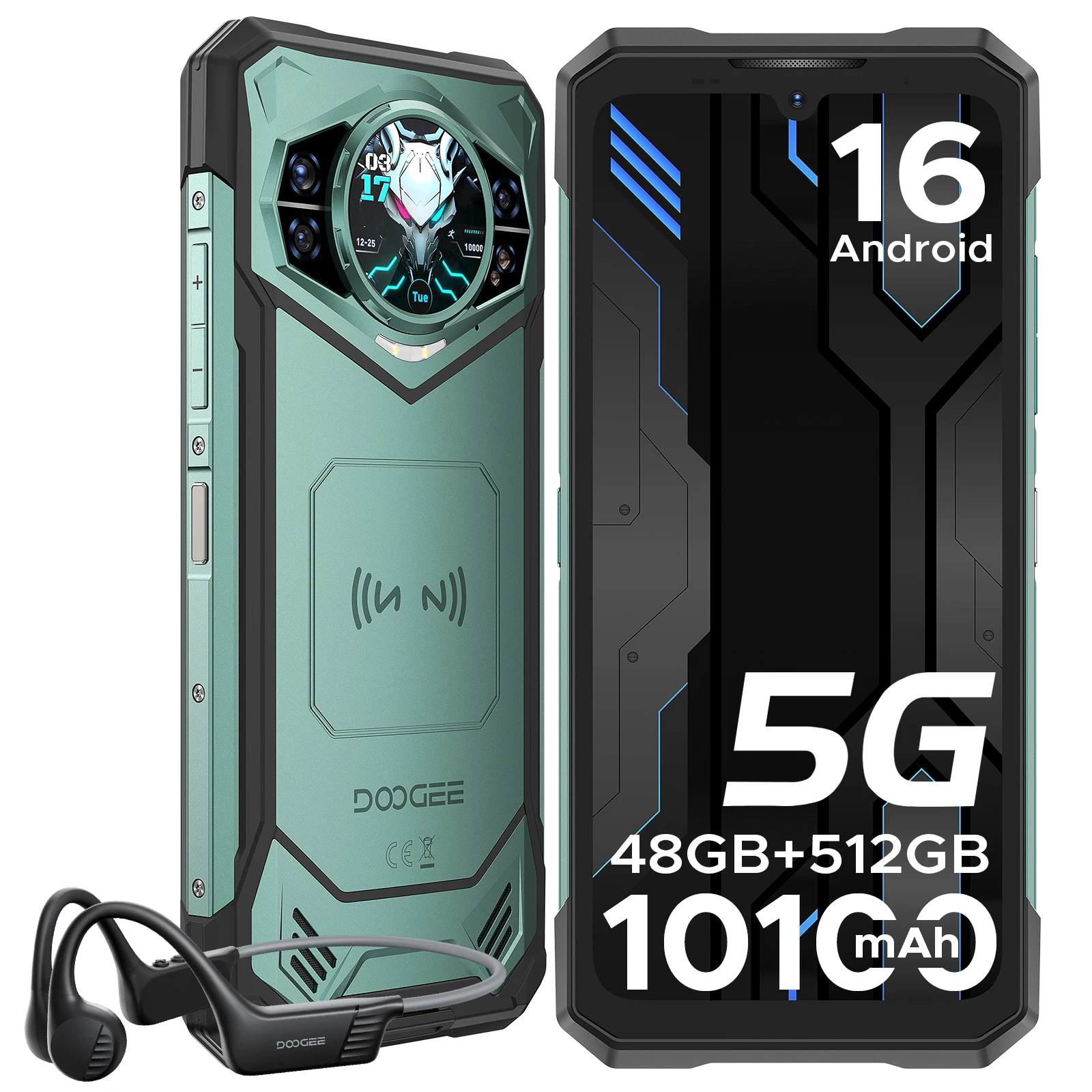 DOOGEE S200 X 5G Robuuste Smartphone 6.72" FHD+120Hz Wereldpremière 12GB 512GB 100MP AI Hoofdcamera 7050 10100mAh Batterij MTK Dimensity